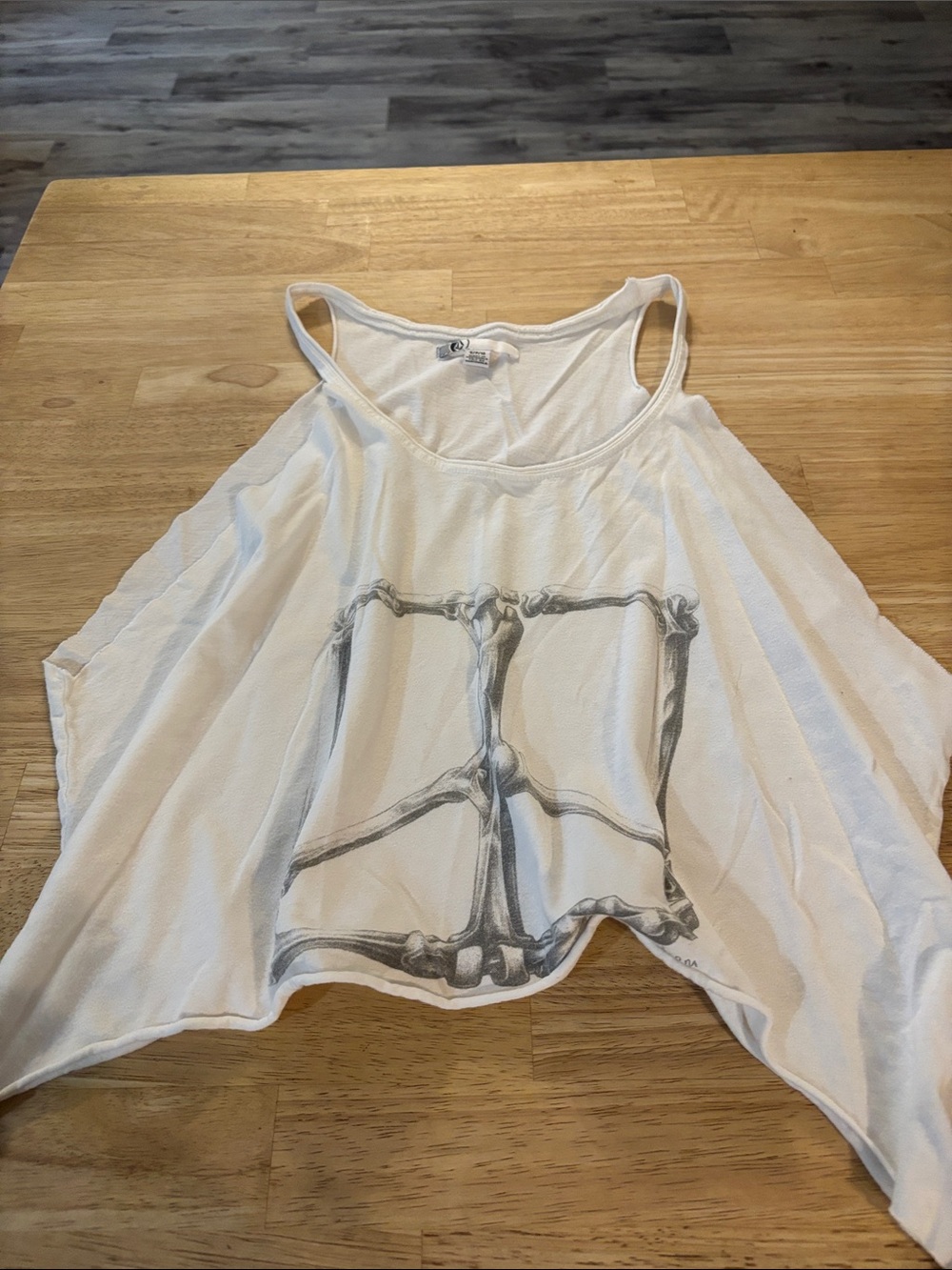 Women’s Volcom White Graphic Tank Top with Skeleton Print